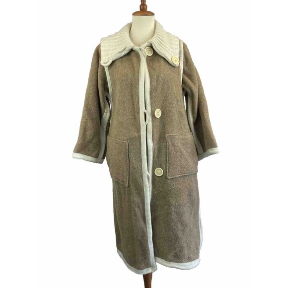 Vintage 60s Trench Coat Mod Womens Button Reversible Camel Cream - Picture 1 of 13